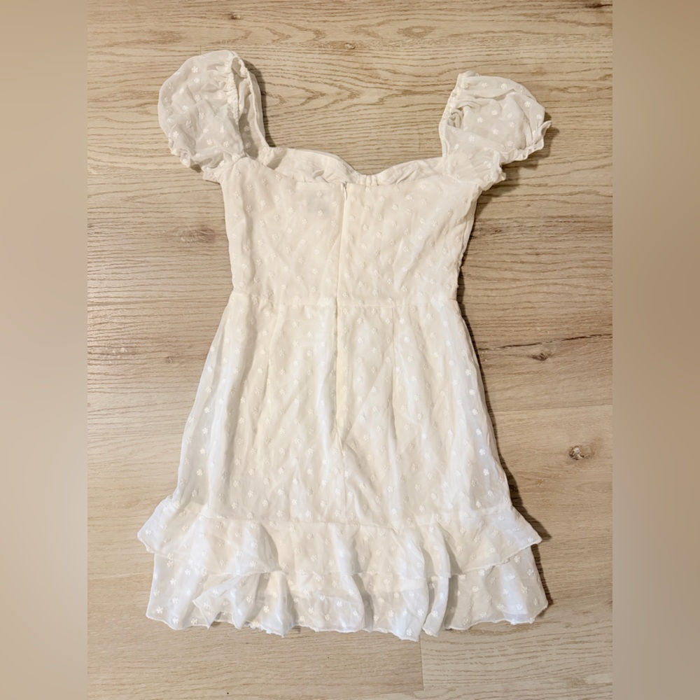 Princess Polly White Swiss Dot Puff Sleeve Mini Dress - Picture 8 of 8